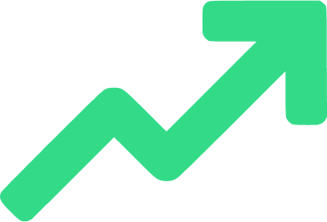 Imagem de uma seta na cor verde apontando na diagonal debaixo para cima da esquerda para a direita