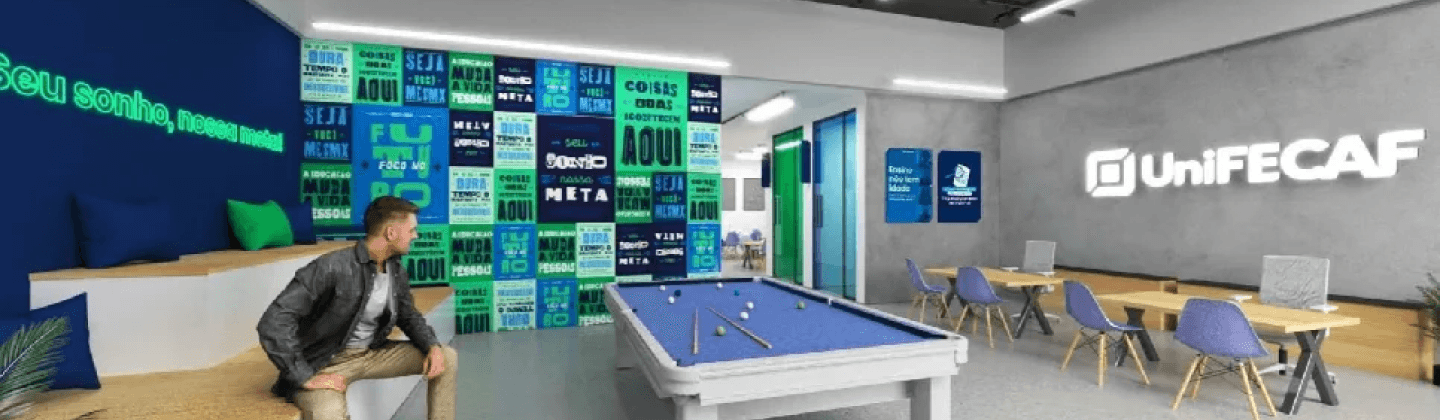 Imagem de um dos ambientes internos do novo campus da UniFECAF